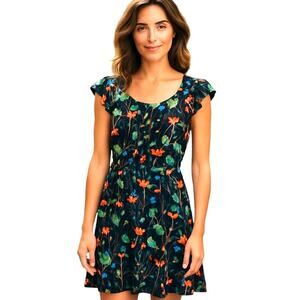 Hi There 6 Blue Floral Women's Sleeveless Sun Dress Miss Size Small S